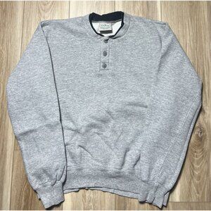 Vintage LL Bean Russell Athletic Gray Henley Sweatshirt - Men Size Large